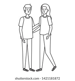 young couple lovers avatars characters