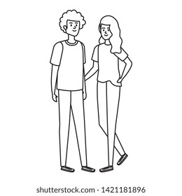 young couple lovers avatars characters