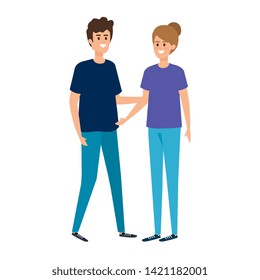 young couple lovers avatars characters
