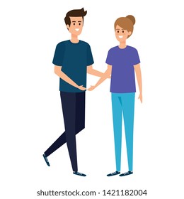 young couple lovers avatars characters