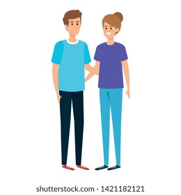 young couple lovers avatars characters