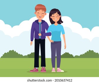 amantes de las parejas jóvenes en el campo