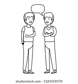 young couple men talking characters