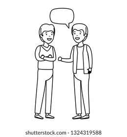 young couple men talking characters