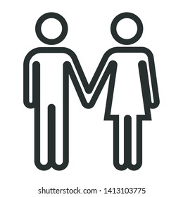 young couple - minimal line web icon. simple vector illustration. concept for infographic, website or app.