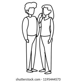 young couple modeling characters