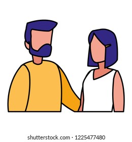 young couple modeling characters