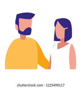 young couple modeling characters