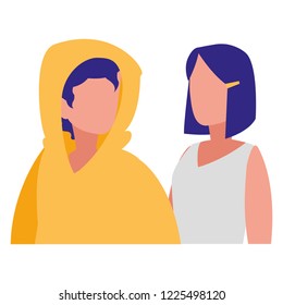 young couple modeling characters