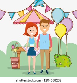 young couple in nature