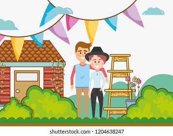 young couple in nature