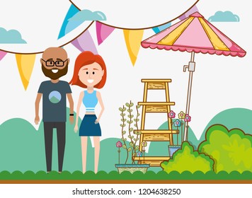 young couple in nature
