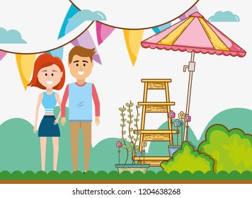 young couple in nature