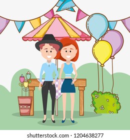 young couple in nature