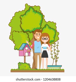 young couple in nature