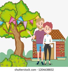 young couple in nature