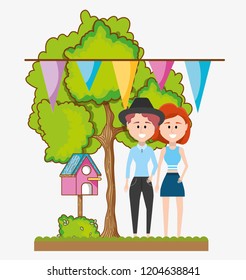 young couple in nature