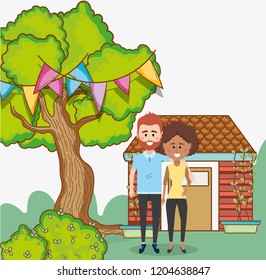 young couple in nature
