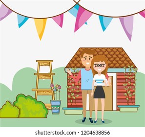 young couple in nature