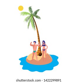 young couple on the beach summer scene