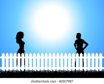 young couple on field