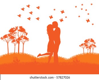 young couple on field