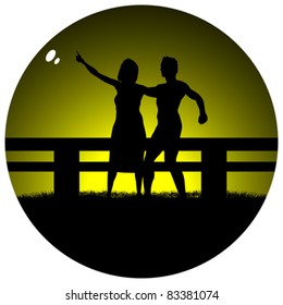 young couple on field