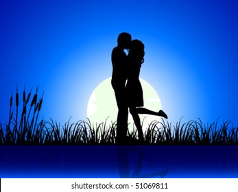 young couple on night