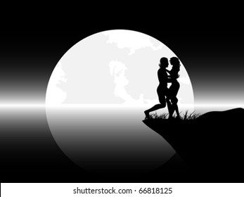 young couple on night