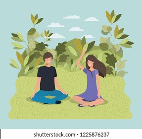 young couple on the park characters