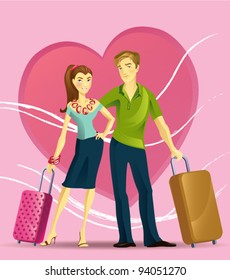 The young couple on vacations