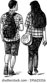 young couple on walk