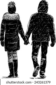 young couple on a walk