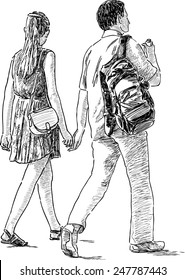 young couple on a walk