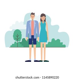 young couple outside scene avatars characters