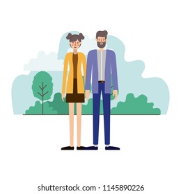 young couple outside scene avatars characters