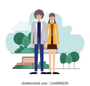 young couple outside scene avatars characters