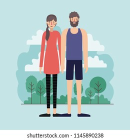 young couple outside scene avatars characters