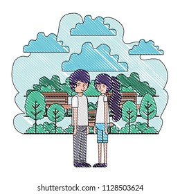 young couple in the park avatars characters