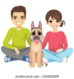 Young couple with pet new family concept