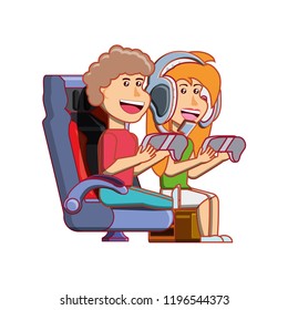 young couple playing video game