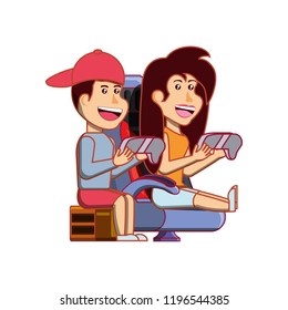 young couple playing video game