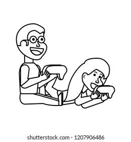 young couple playing video game