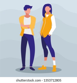 young couple with pose of modeling