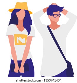 young couple with pose of modeling