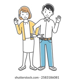 Young couple posing arm in arm