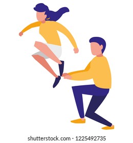 young couple practicing exercice