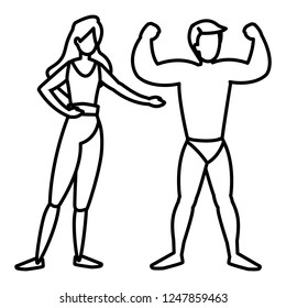 young couple practicing exercice