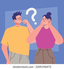 young couple with question mark
