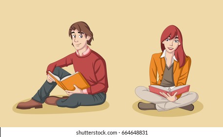 Hombre Joven Leyendo Libro Stock Vectors, Images & Vector Art | Shutterstock